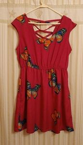 Fuchsia butterfly summer dress